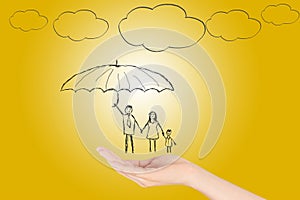 Family life insurance,Property insurance and security concept , Protecting
