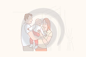 Family life, parenthood, baby care concept