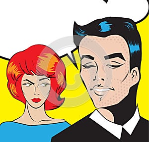 Family life Pop Art talking Couple Love Relationship Man and Woman