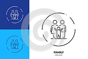 Family line art vector icon. Outline symbol of group of people