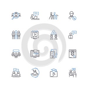 Family line icons collection. Kinship, Parenting, Unity, Generations, Support, Tradition, Values vector and linear
