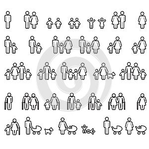 Family line icons set