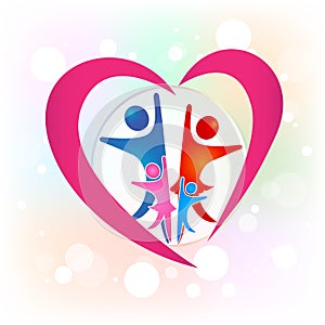 Family love heart symbol logo vector image