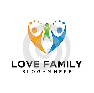 Family Love Logo Design Vector Stock . People Care Logo design vector
