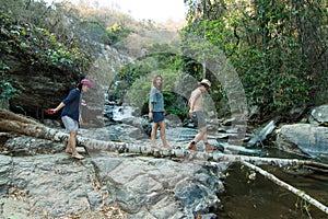 The family at Mae Ya Waterwall, Inthanon National Park, Chiangmai, Thailand