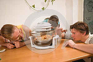 The family makes a supper.