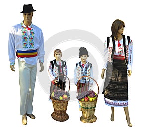 Family Mannequins in national traditional balkanic, moldavian, r photo