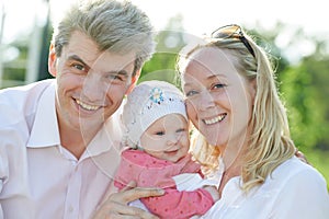 Family with many children outdoors