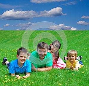 Family in meadow