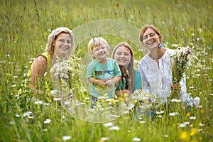 Family in meadow