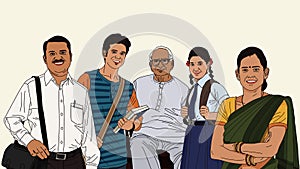 Family members character created by Indian artist.