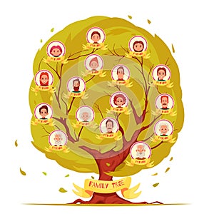 Family Members Genealogical Tree Set