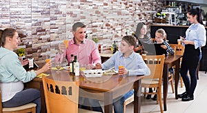 Family members having lunch