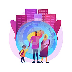 Family migration abstract concept vector illustration.