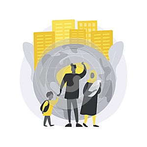 Family migration abstract concept vector illustration.