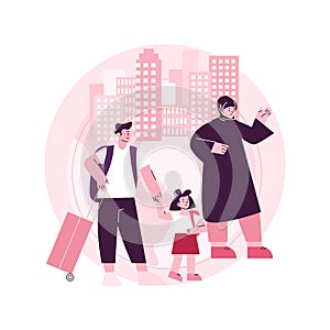 Family migration abstract concept vector illustration.