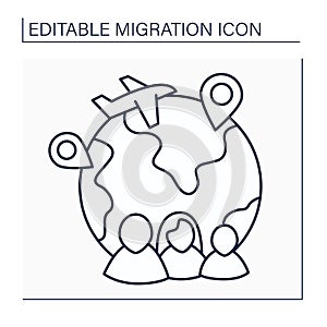 Family migration line icon