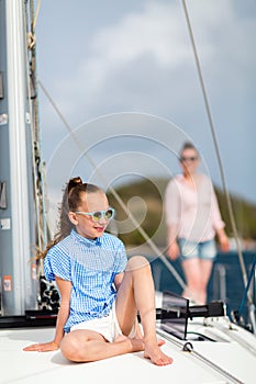 Family on board of sailing yacht