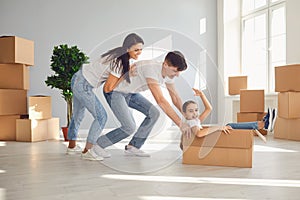 Family moving house home apartment relocation purchase rent mortgage sale room concept.