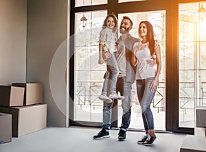 Family moving in new house photo