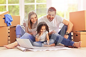 Family moving into their new home