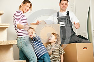 Family moving in their new house