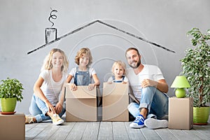 Family New Home Moving Day House Concept