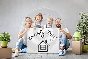 Family New Home Moving Day House Concept