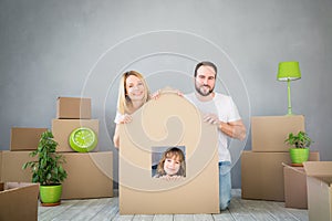 Family New Home Moving Day House Concept