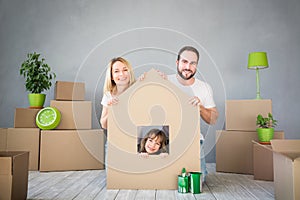 Family New Home Moving Day House Concept