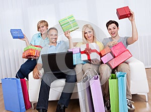 Family of online shoppers