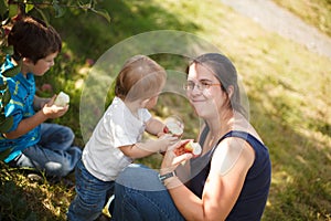 Family at the orchard