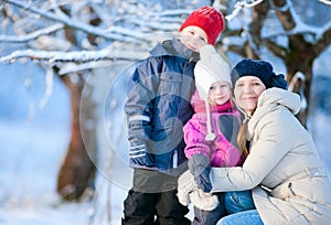 Family outdoors on a winter day