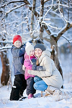 Family outdoors on winter day