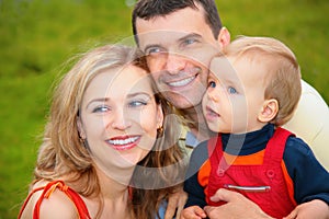 Family outside in summer