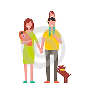 Family Parents with Children Vector Illustration