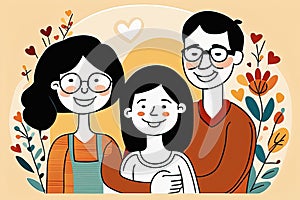 family of parents with daughterfamily of parents with daughterhappy mother day. vector illustration