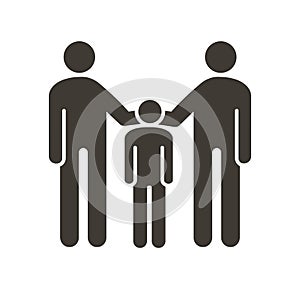 Family with parents and kid icon. Vector flat glyph illustration. For concepts of family union, adopting a child, same sex