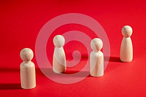 Family people figures on red background. Concept of family, values, unity, togetherness