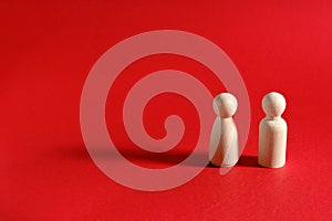Family people figures on red background. Concept of family, values, unity, togetherness