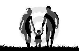 Family people silhouette vector.Father mother and kid.Happy family silhouette