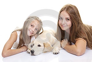 Family pet dog with kids