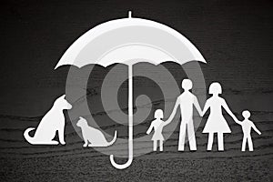 Family and pet protection coverage concept