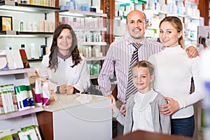 Family in the pharmacy