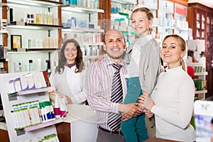 Family in the pharmacy