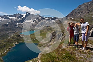 Family photo at nivolet pass in Orco Valley