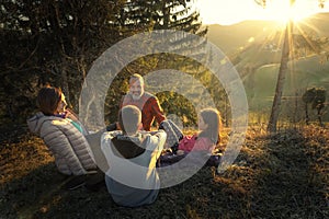 Family picnic in the countryside