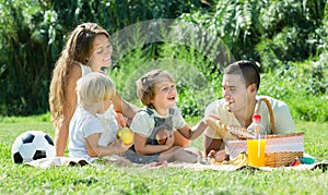 Family on picnic at countryside