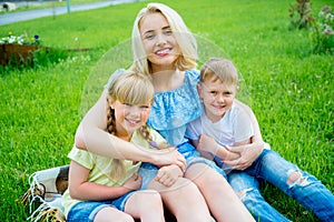 Family picnic with a dog