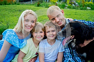 Family picnic with a dog